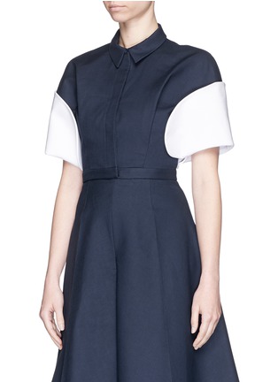 Front View - Click To Enlarge - DELPOZO - Cropped wide cuff cotton poplin jacket