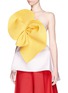 Front View - Click To Enlarge - DELPOZO - Oversize bow peplum bustier