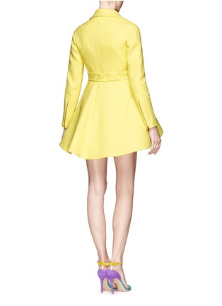 Back View - Click To Enlarge - DELPOZO - Rosette bow waist flare twill coat