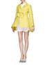 Front View - Click To Enlarge - DELPOZO - Rosette bow waist flare twill coat