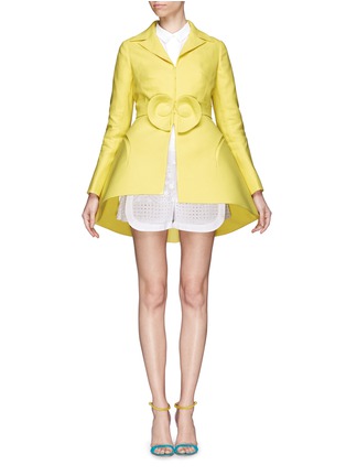 Main View - Click To Enlarge - DELPOZO - Rosette bow waist flare twill coat