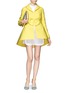 Figure View - Click To Enlarge - DELPOZO - Rosette bow waist flare twill coat