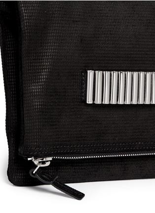 Detail View - Click To Enlarge - MC Q - Metal textured diamond suede foldover clutch