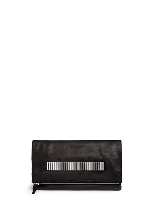 Main View - Click To Enlarge - MC Q - Metal textured diamond suede foldover clutch