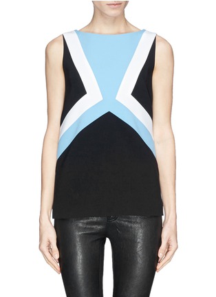 Main View - Click To Enlarge - EMILIO PUCCI - Geometric panel front wool crepe top