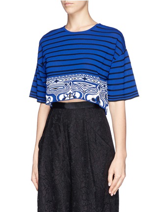 Front View - Click To Enlarge - EMILIO PUCCI - Stripe vase pattern hem cropped top