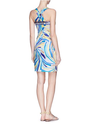 Back View - Click To Enlarge - EMILIO PUCCI - Abstract stripe crossback satin dress