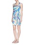 Figure View - Click To Enlarge - EMILIO PUCCI - Abstract stripe crossback satin dress