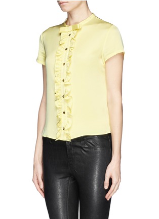 Front View - Click To Enlarge - EMILIO PUCCI - Bow neck ruffle silk top