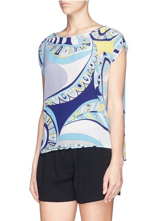 Front View - Click To Enlarge - EMILIO PUCCI - Flower print cap sleeve blouse