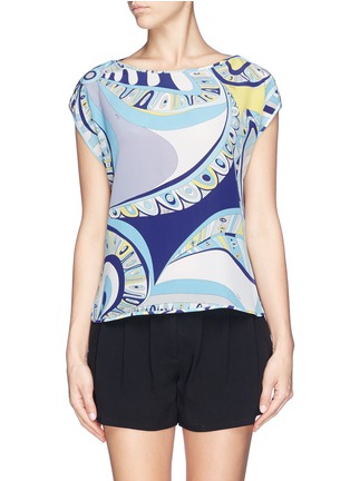 Main View - Click To Enlarge - EMILIO PUCCI - Flower print cap sleeve blouse