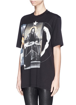 Front View - Click To Enlarge - GIVENCHY - Madonna shark jaw collage print T-shirt