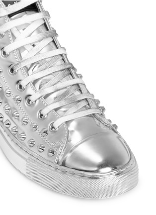 Detail View - Click To Enlarge - GIENCHI - Stud mirror leather high top sneakers