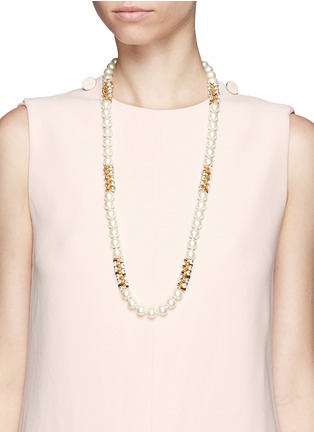 Figure View - Click To Enlarge - KENNETH JAY LANE - Pearl and crystal matinee necklace