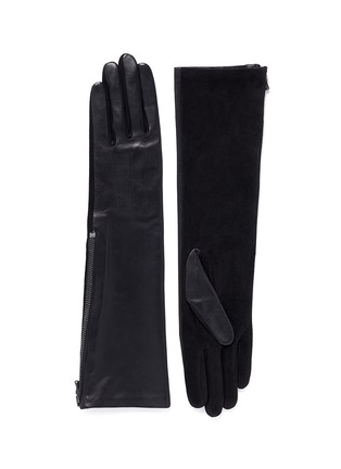 Main View - Click To Enlarge - LANVIN - 'Gladia' medium lamb leather goat suede zip gloves