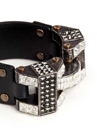 Detail View - Click To Enlarge - LANVIN - 'Dahomar' crystal leather hinge bracelet