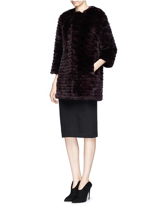 Front View - Click To Enlarge - YVES SALOMON - Rabbit fur cropped jacket