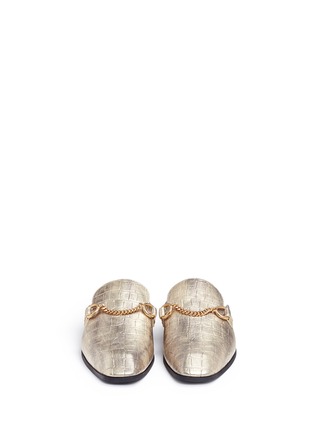 Front View - Click To Enlarge - STELLA MCCARTNEY - 'Tanka' alter crocodile slide loafers