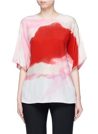 Main View - Click To Enlarge - MS MIN - Oversized watercolour print silk crepe blouse