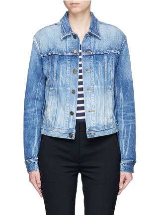Main View - Click To Enlarge - SAINT LAURENT - Logo military patch washed denim jacket