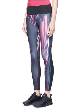 Front View - Click To Enlarge - CALVIN KLEIN COLLECTION - Mesh panel stripe print performance leggings