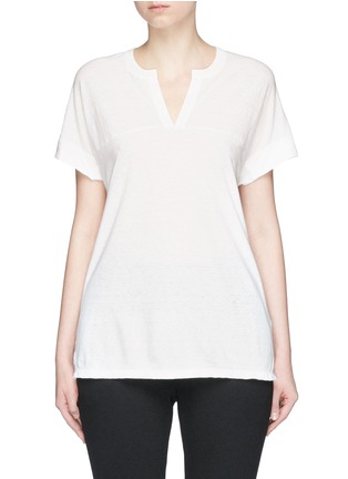 Main View - Click To Enlarge - JAMES PERSE - Cotton-linen jersey polo T-shirt