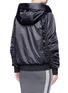 Back View - Click To Enlarge - ADIDAS - Ruched sleeve hooded satin bomber jacket