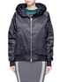 Main View - Click To Enlarge - ADIDAS - Ruched sleeve hooded satin bomber jacket