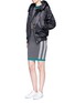 Figure View - Click To Enlarge - ADIDAS - Ruched sleeve hooded satin bomber jacket