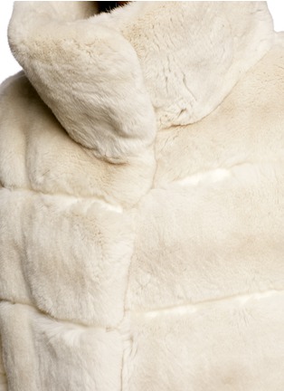 Detail View - Click To Enlarge - YVES SALOMON - Leather trim stripe panels rabbit fur coat