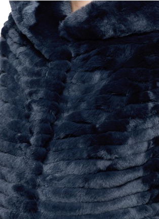 Detail View - Click To Enlarge - YVES SALOMON - Stripe panel Rex rabbit fur hooded gilet