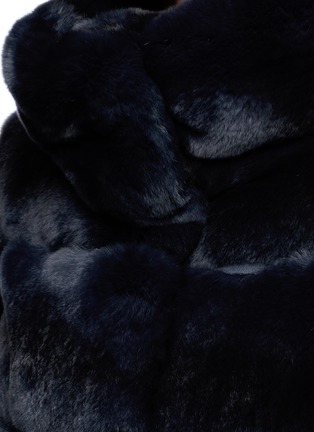 Detail View - Click To Enlarge - YVES SALOMON - Leather trim stripe panel rabbit fur coat