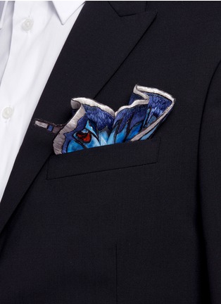 Detail View - Click To Enlarge - NOVEL - 'Cupido Comyntas' butterfly wing silk pocket square
