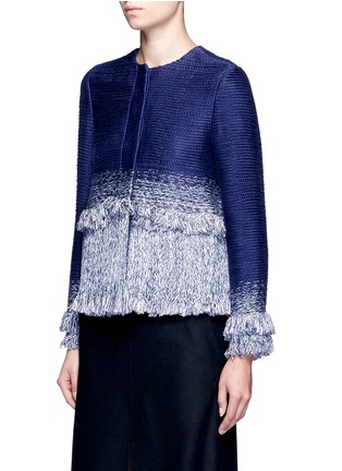 Front View - Click To Enlarge - 73037 - Braided ombré frayed trim jacket