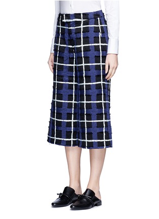 Front View - Click To Enlarge - 73037 - Threaded tartan check wide leg pants