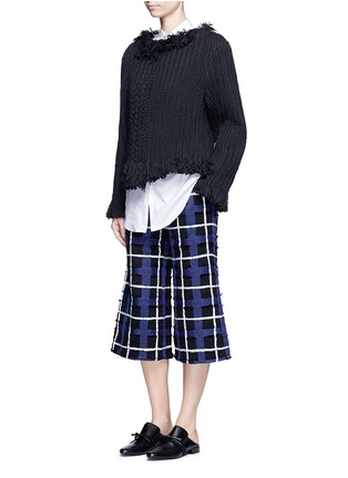 Figure View - Click To Enlarge - 73037 - Threaded tartan check wide leg pants
