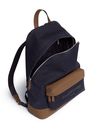 Detail View - Click To Enlarge - BALENCIAGA - Leather trim colourblock canvas backpack