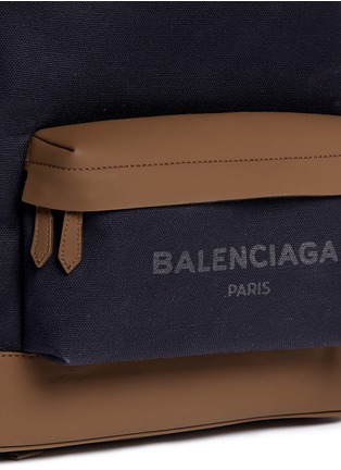  - BALENCIAGA - Leather trim colourblock canvas backpack