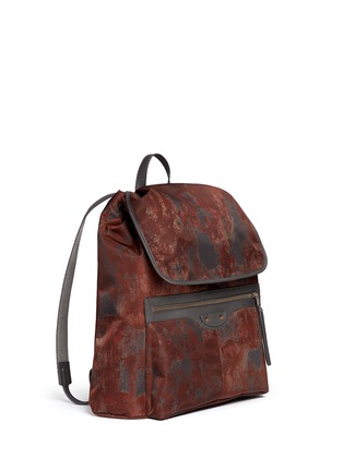 Front View - Click To Enlarge - BALENCIAGA - 'Traveller' corrosion-effect print nylon backpack