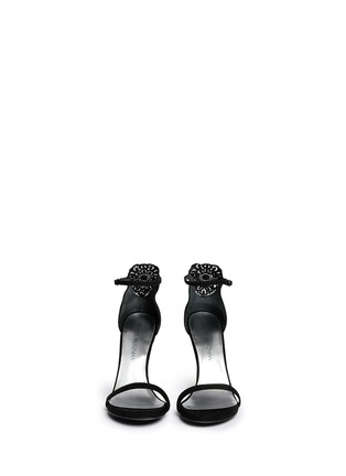 Front View - Click To Enlarge - STUART WEITZMAN - 'Applique' lace embroidery textured suede sandals