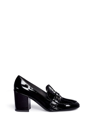 Main View - Click To Enlarge - STUART WEITZMAN - 'Mocdundee' crushed patent leather loafer pumps
