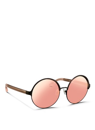 Figure View - Click To Enlarge - MATTHEW WILLIAMSON - Contrast temples layered metal round mirror sunglasses