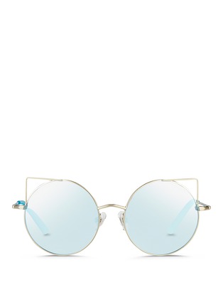 Main View - Click To Enlarge - MATTHEW WILLIAMSON - 'Playful' wire cat ear round mirror sunglasses