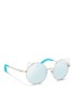 Figure View - Click To Enlarge - MATTHEW WILLIAMSON - 'Playful' wire cat ear round mirror sunglasses