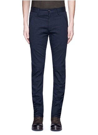 Main View - Click To Enlarge - ZIGGY CHEN - Chalk stripe wrinkled pants