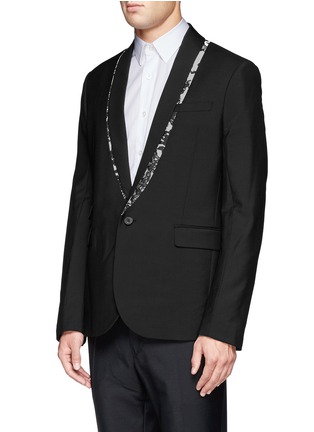 Front View - Click To Enlarge - MC Q - Marble print trim tuxedo jacket