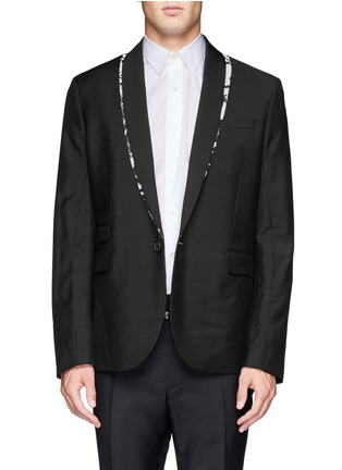 Main View - Click To Enlarge - MC Q - Marble print trim tuxedo jacket