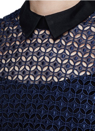 Detail View - Click To Enlarge - SELF-PORTRAIT - Twill collar guipure lace dress