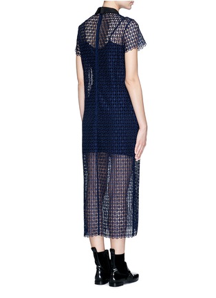 Back View - Click To Enlarge - SELF-PORTRAIT - Twill collar guipure lace dress