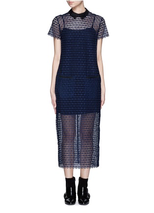 Main View - Click To Enlarge - SELF-PORTRAIT - Twill collar guipure lace dress